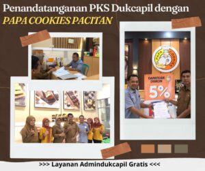 Penandatanganan Perjanjian Kemitraan Antara Dinas Dukcapil Pacitan dengan PAPA COOKIES Pacitan Tentang Penggunaan dan Pemanfaatan Kartu Identitas Anak di PAPA COOKIES Pacitan